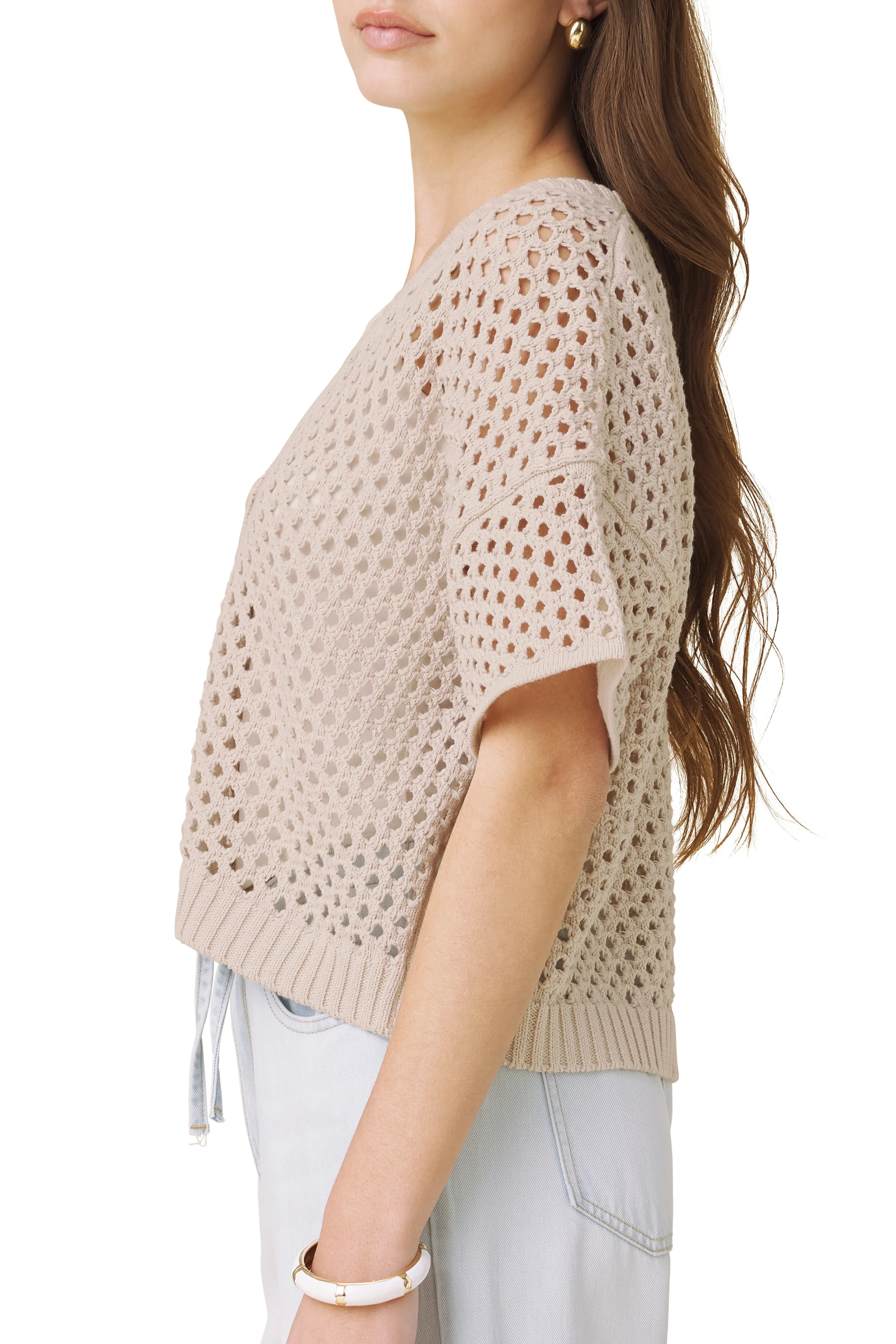 NOVA POINTELLE SHORT SLEEVE SWEATER