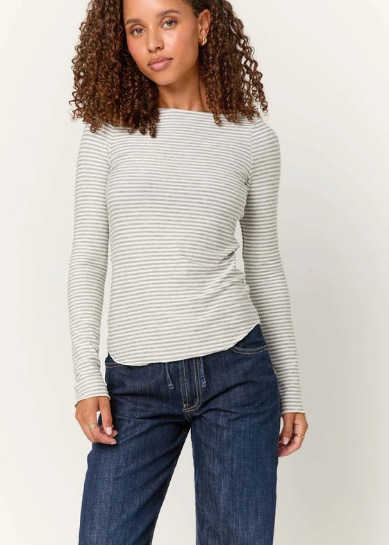 ZINNIA STRIPED BOATNECK LONG SLEEVE TEE