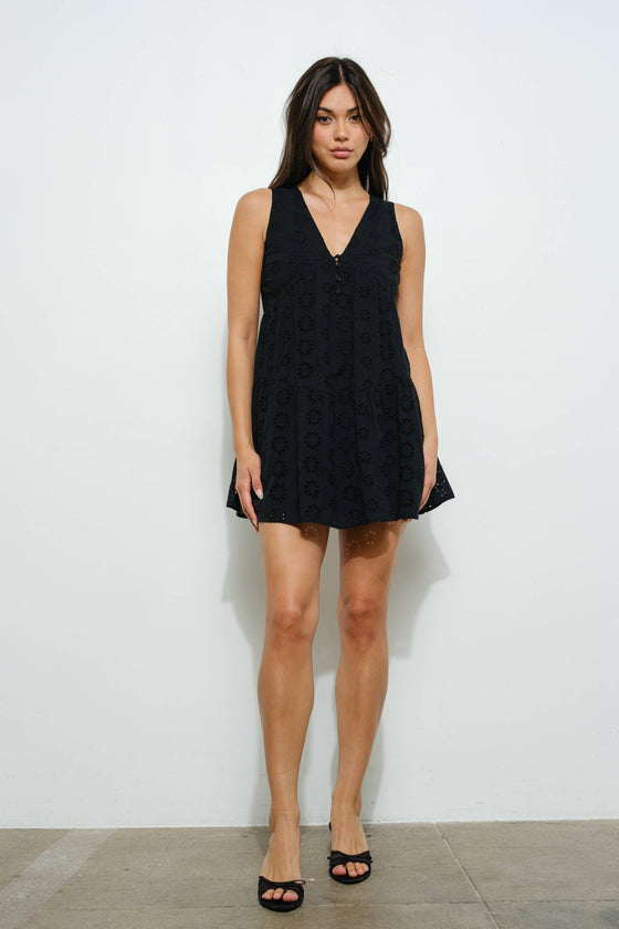 EYELET MINI DRESS