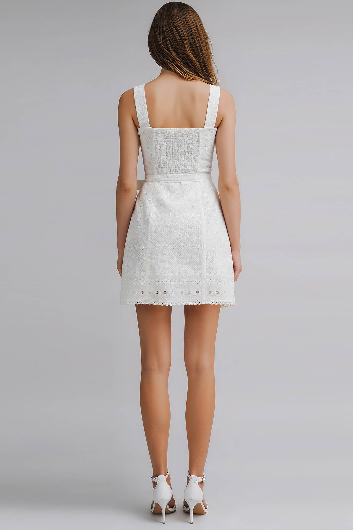WHITE LACE WRAP MINI DRESS