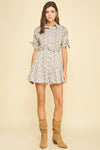 FLORAL BUTTON DOWN MINI DRESS