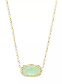  ELISA GOLD PENDANT NECKLACE in light green mother of pearl