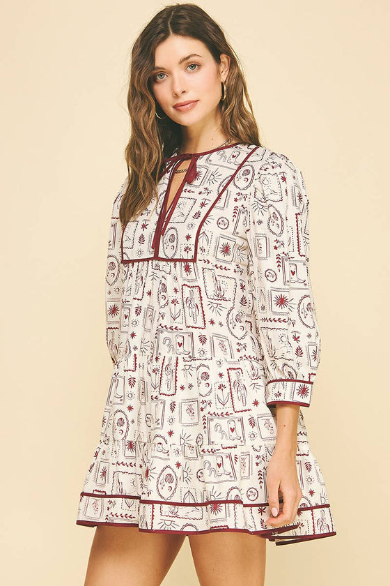 COWBOY PRINT TIERED MINI DRESS