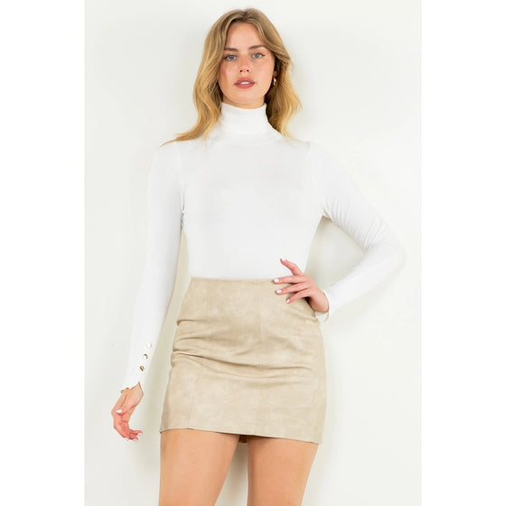 VEGAN LEATHER A-LINE MINI SKIRT