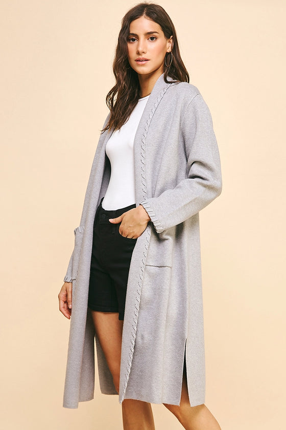 EDGE DETAIL OPEN KNIT CARDIGAN
