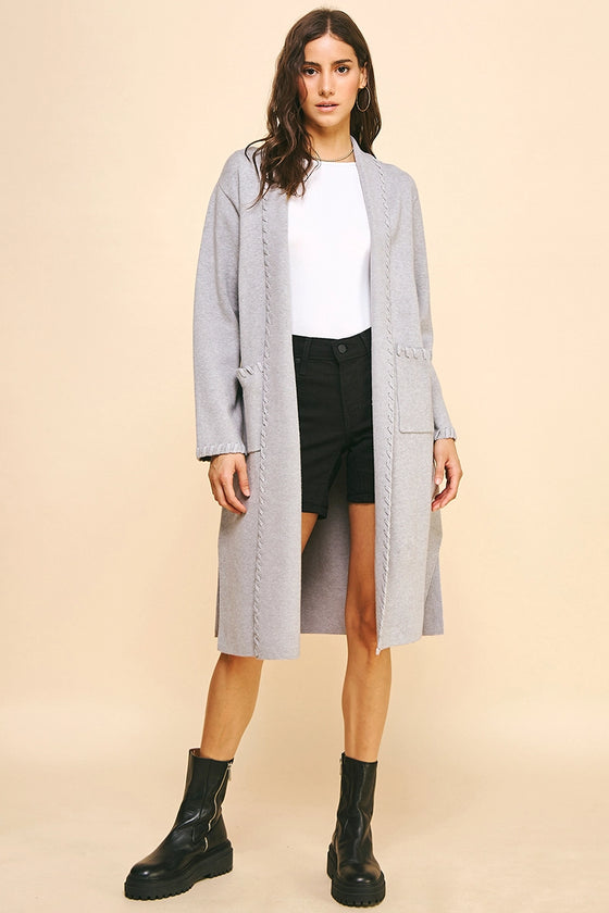 EDGE DETAIL OPEN KNIT CARDIGAN