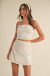LINEN CAMI TOP AND MINI SKIRT SET WITH EMBROIDERY