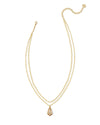 CAMRY ENAMEL FRAME MULTI STRAND GOLD NECKLACE in natural mother of pearl