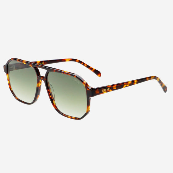 FREYRS Eyewear - Billie ( NEW ) Unisex Aviator Sunglasses: Tortoise / Green