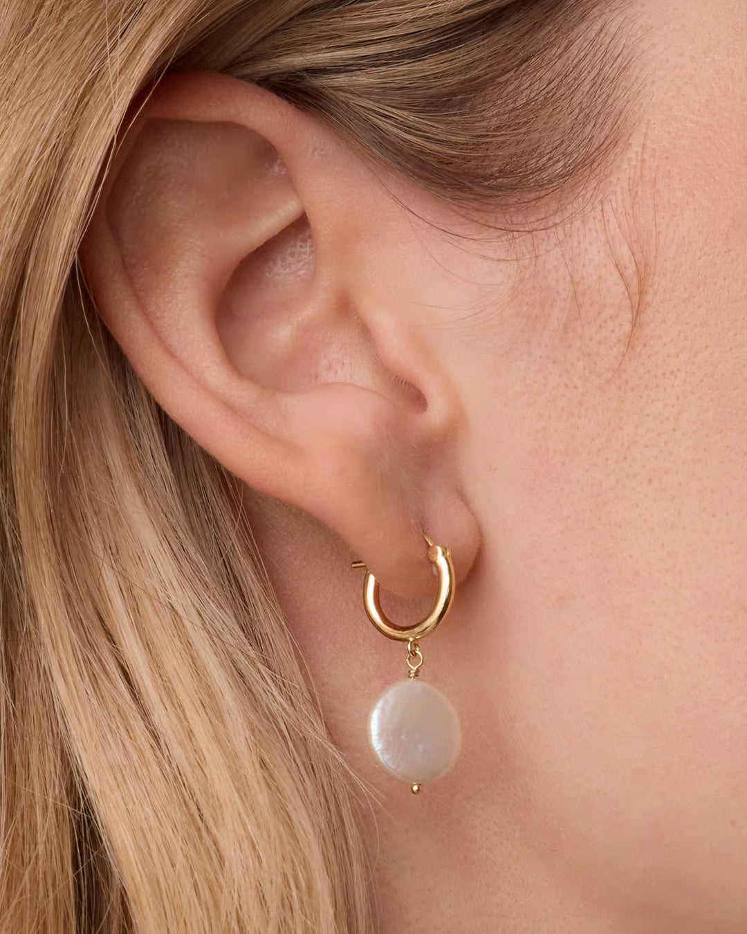 Reese Pearl Huggie Earrings
