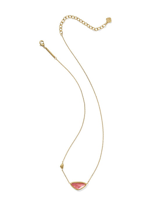 MARGOT SHORT PENDANT VINTAGE GOLD NECKLACE in pink coral