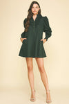 FANCY BUTTON RUFFLE DRESS