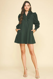  FANCY BUTTON RUFFLE DRESS