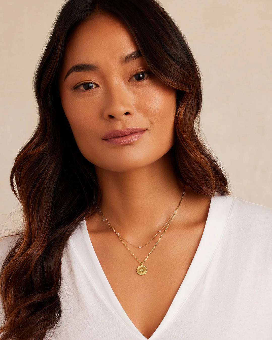WHITE TOPAZ COIN NECKLACE
