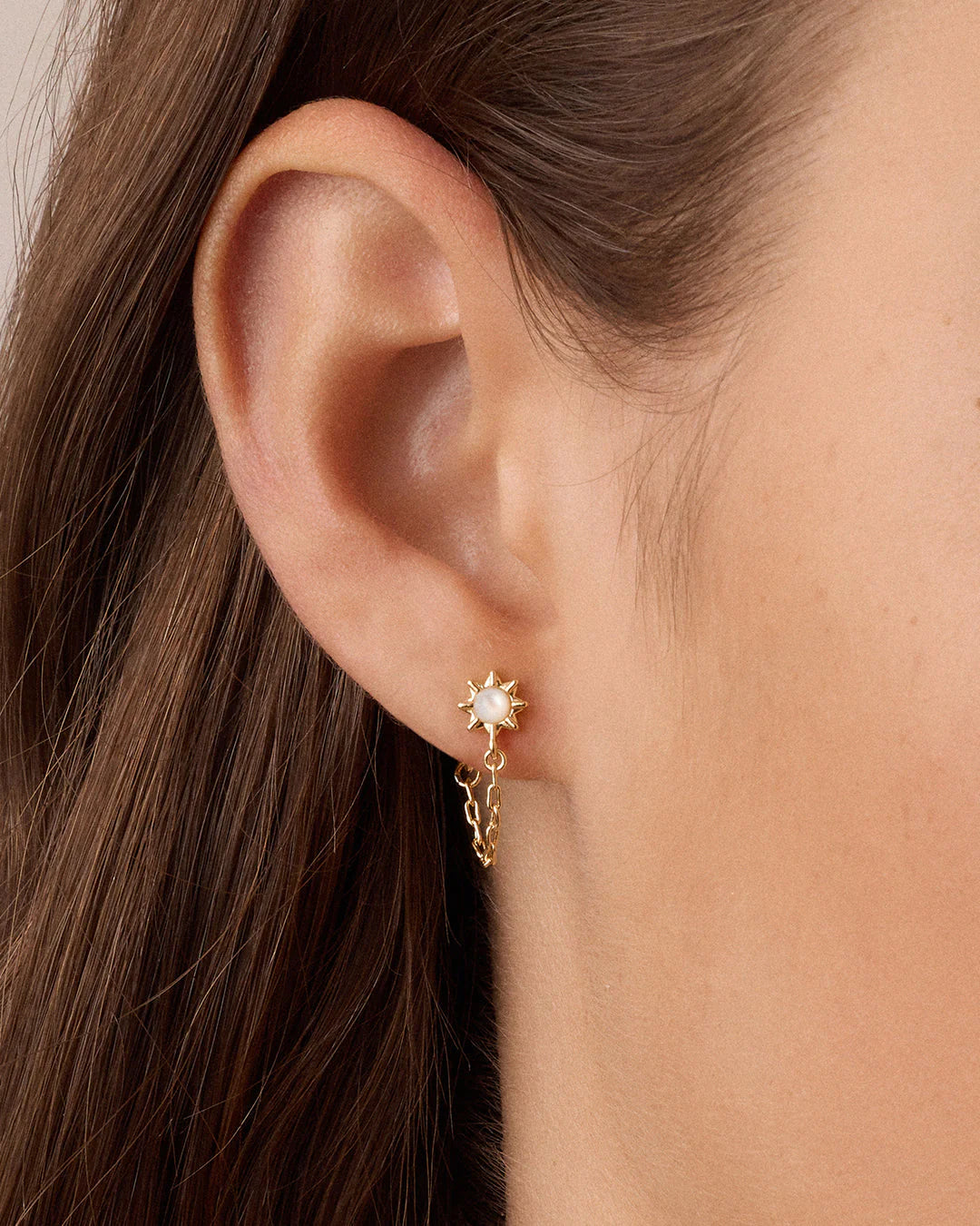 SUN CHAIN HUGGIE EARRINGS