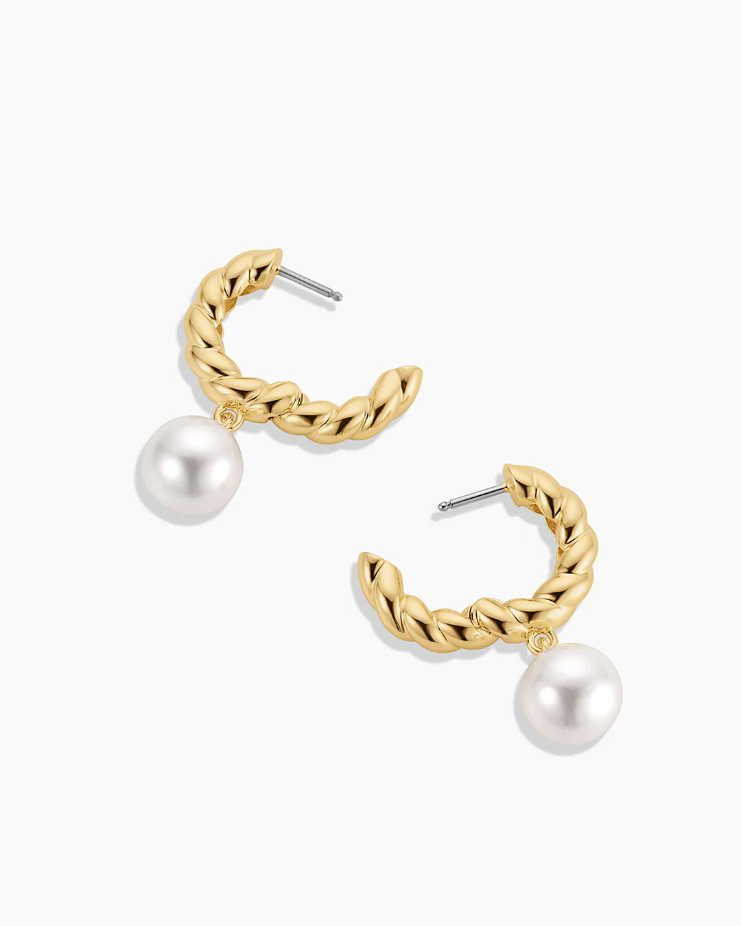 PEARL CREW HOOP EARRINGS