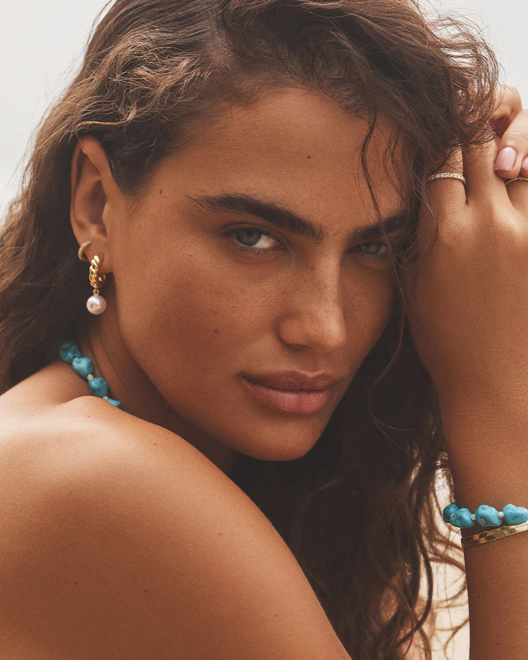 PEARL CREW HOOP EARRINGS