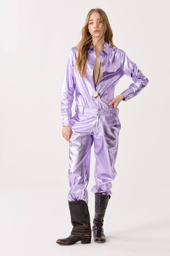 SAN MARINO METALLIC LINEN SHIRT - Violet