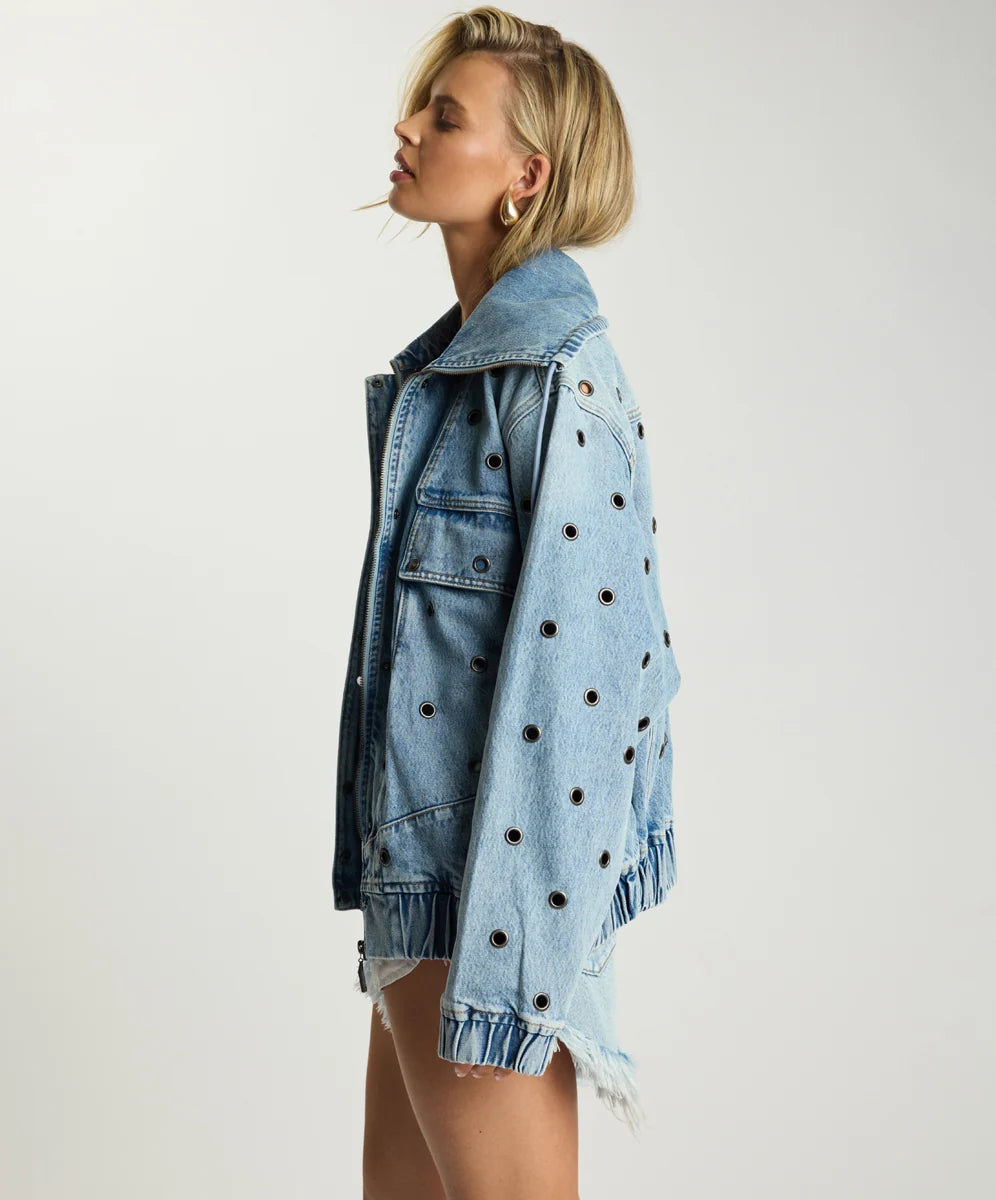 Punk Paradise Denim Bomber Jacket