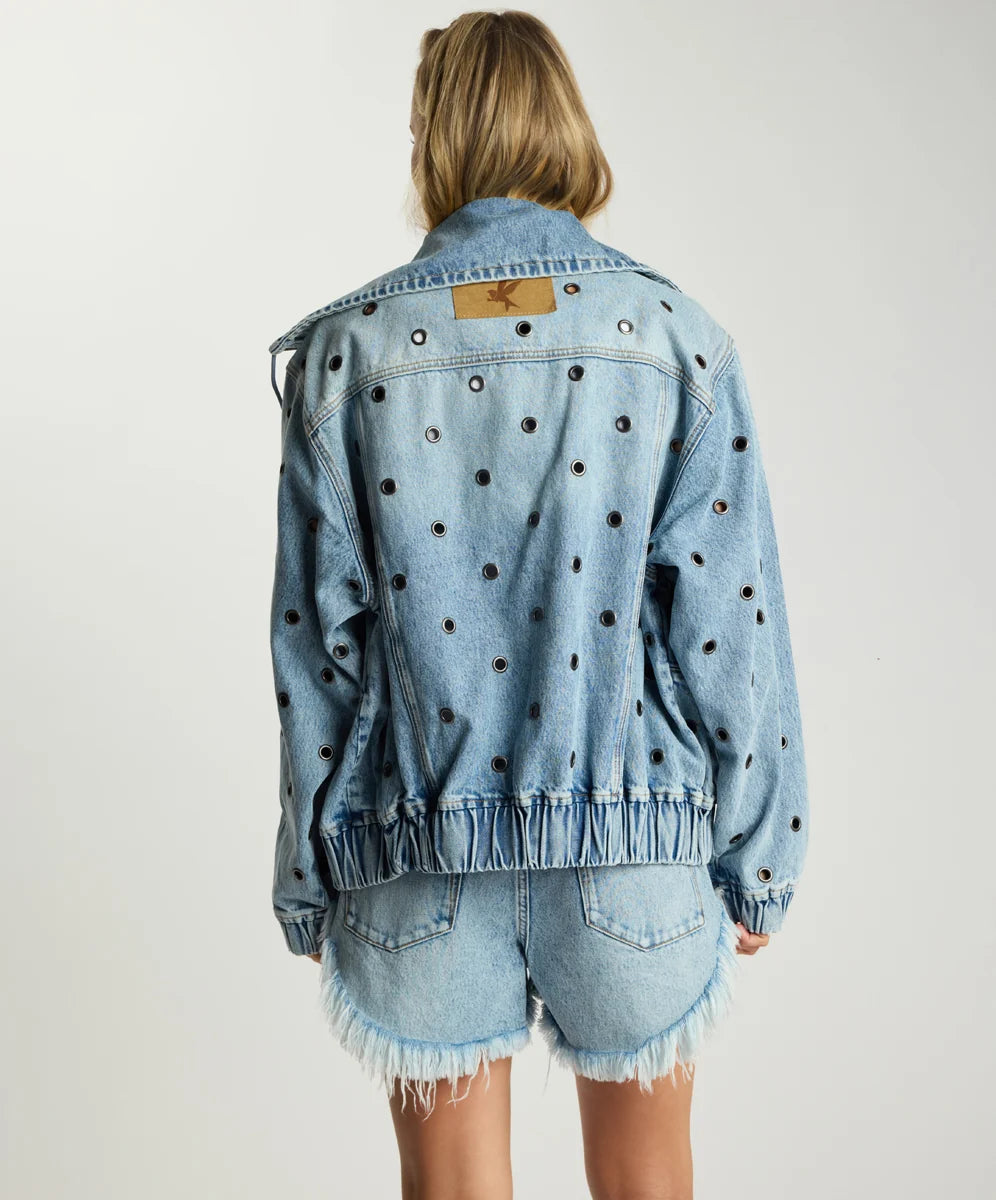 Punk Paradise Denim Bomber Jacket