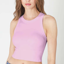  RIBBED HIGH NECK CROP TOP - peony pink