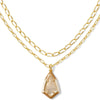 CAMRY ENAMEL FRAME MULTI STRAND GOLD NECKLACE in natural mother of pearl