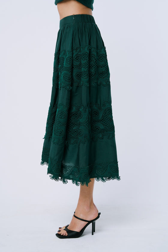 LONDON NOVELTY LACE MIDI SKIRT