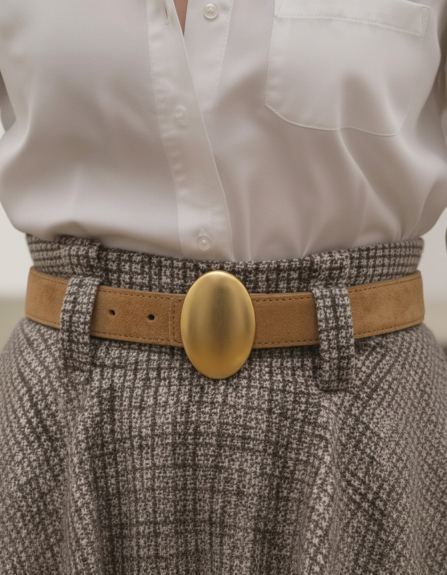 Suede Strap with Oval Buckle