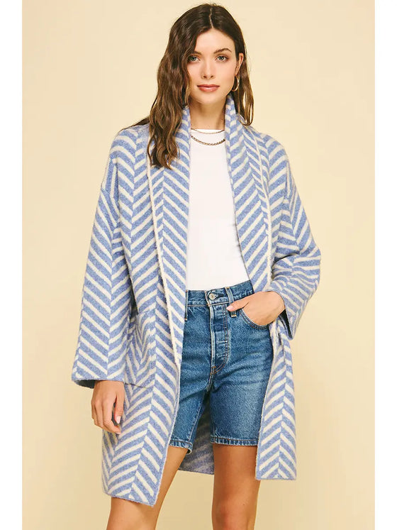 STRIPE OPEN KNIT CARDIGAN