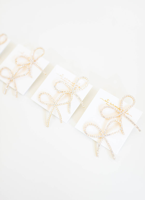 RHINESTONE STATEMENT BOW EARRINGS