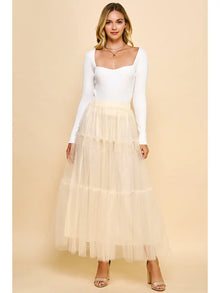  TULLE TIERED MAXI SKIRT