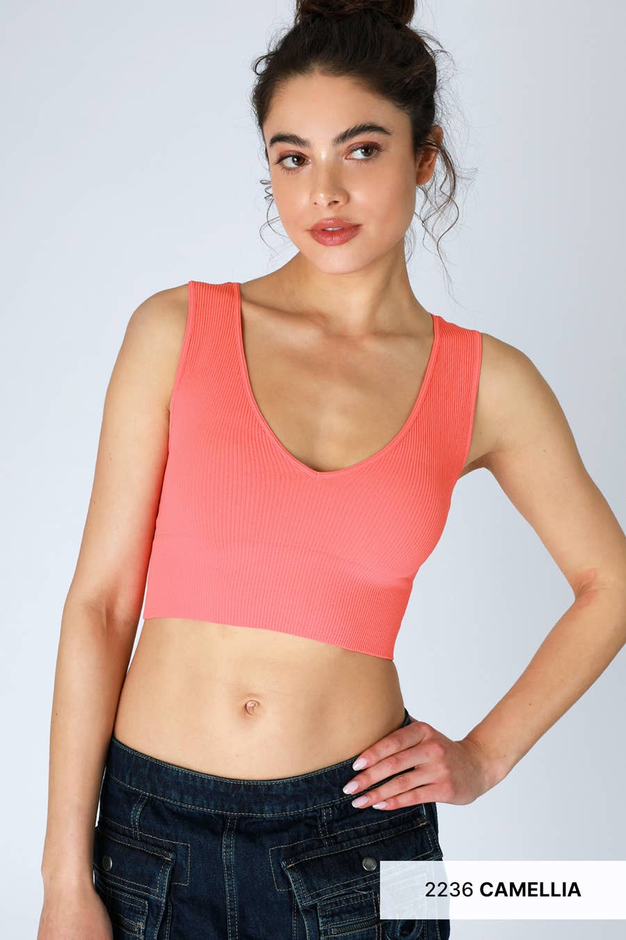 PLUNGE V-NECK CROP TANK TOP