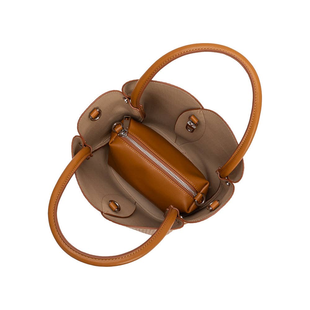 Melie Bianco - Tulip Tan Raffia Recycled Vegan Bag