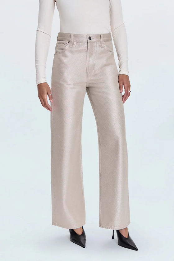 TATE HI RISE BOWED WIDE LEG JEANS in champagne luster