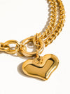 ALLURE 18K GOLD NON-TARNISH HEART CHAIN BRACELET: Yellow Gold