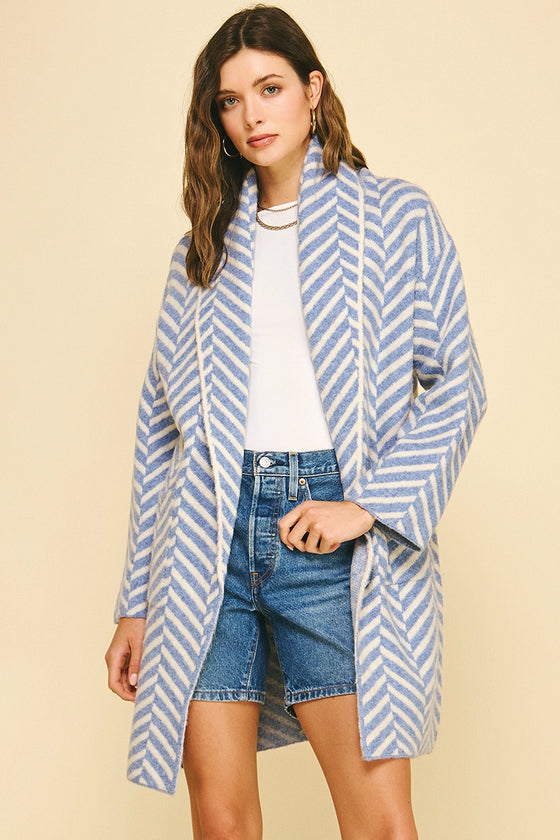 STRIPE OPEN KNIT CARDIGAN
