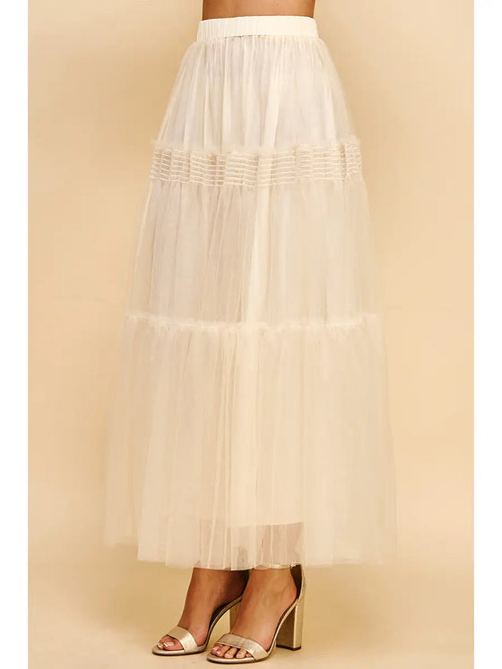 TULLE TIERED MAXI SKIRT