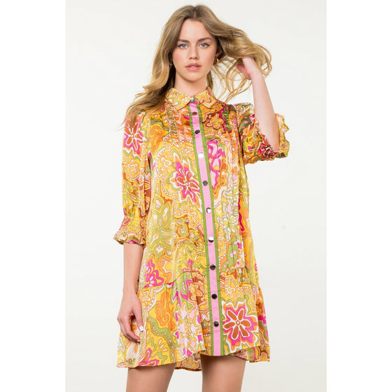 PIA LONG SLEEVE PRINT DRESS