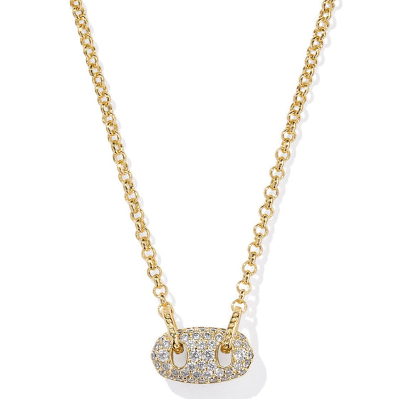 BAILEY PAVE SHORT PENDANT NECKLACE in gold white crystal