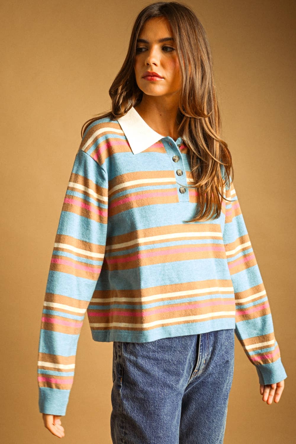 Striped Polo Sweater