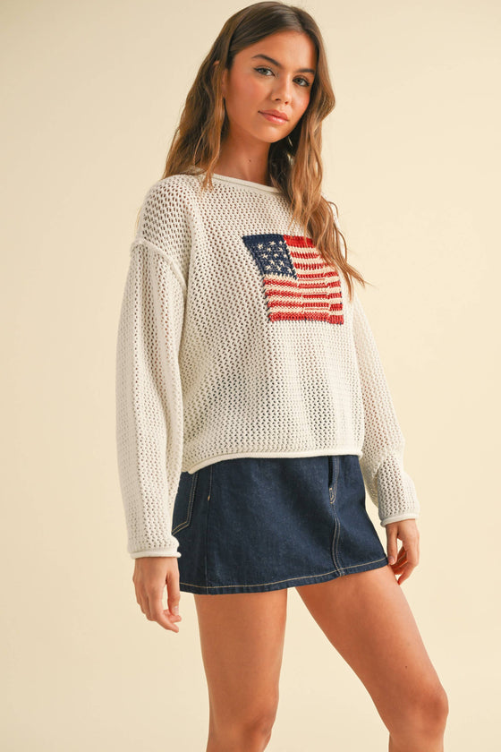 FLAG KNITTED SWEATER in assorted colors
