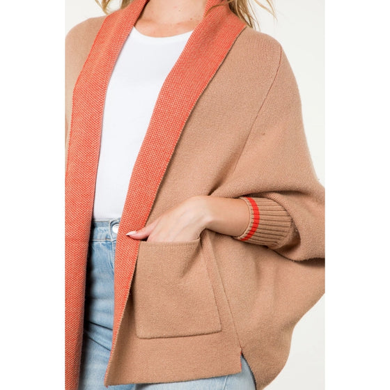 SOLID KNIT HEART CARDIGAN SWEATER