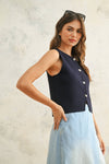 METAL BUTTON DETAIL KNIT VEST