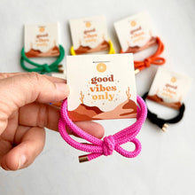  "GOOD VIBES" BOHO SHOELACE ELASTIC HAIR TIE: ASSORTED