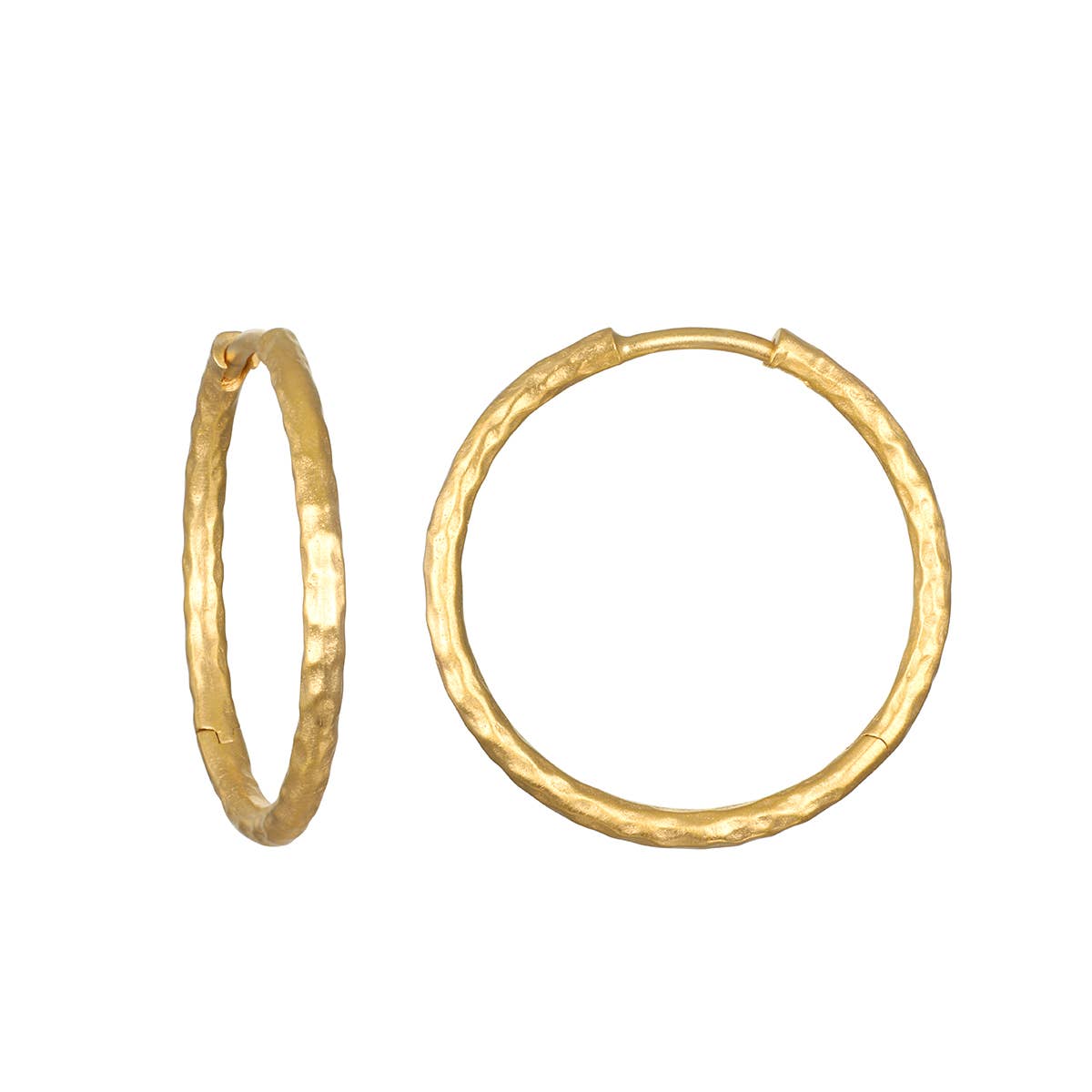 TEXTURED GOLD MEDIUM HOOP EARRINGS