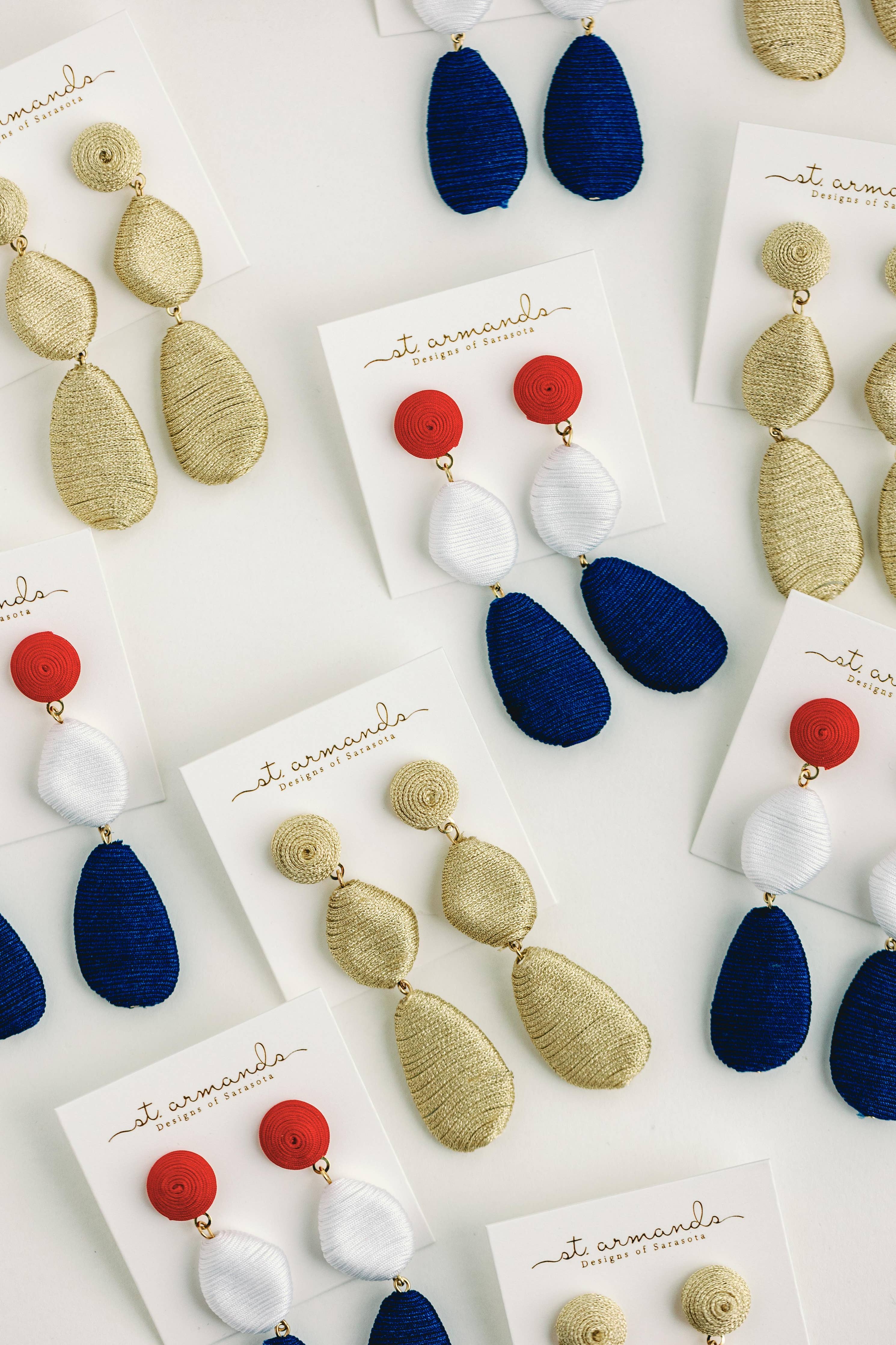 RED, WHITE, & BLUE PATRIOTIC OMBRE LIDO DROP EARRINGS