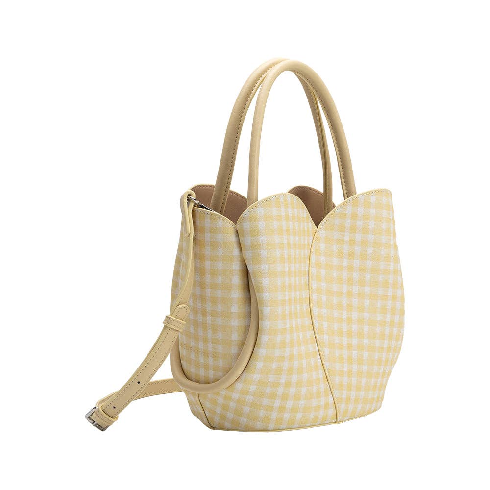 Tulip Yellow Gingham Recycled Vegan Leather Bag