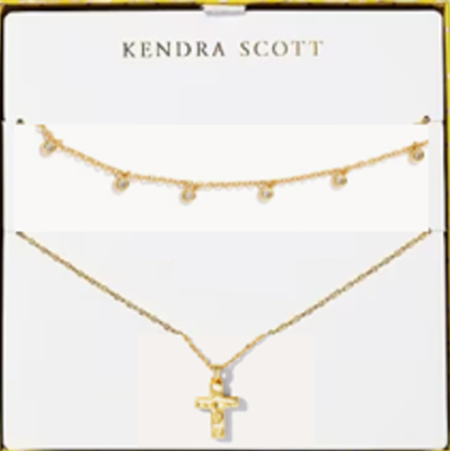 AMELIA CROSS NECKLACE GIFT SET in gold white crystal