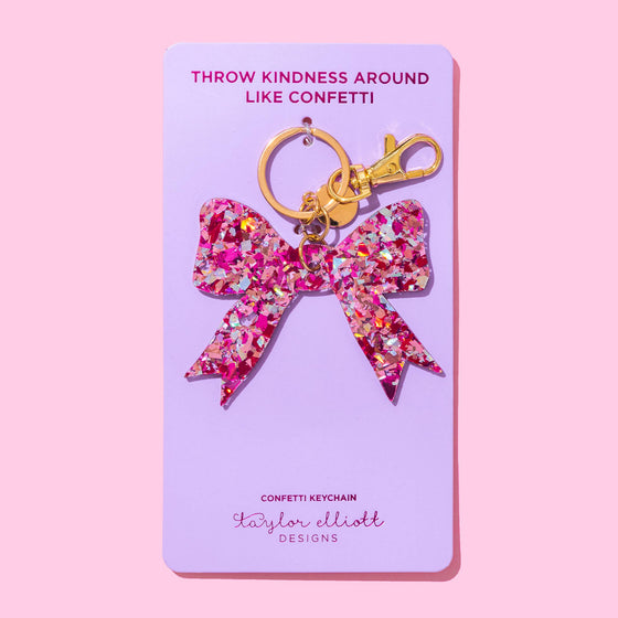 PINK CONFETTI BOW CHARM