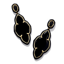  ABBIE ENAMEL FRAME STATEMENT EARRINGS in black agate